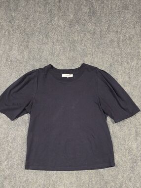 Frame Denim Navy Short Puff Sleeve Crew Tee
